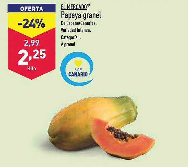 Oferta El Mercado Papaya Granel en ALDI CatalogosOfertas.es