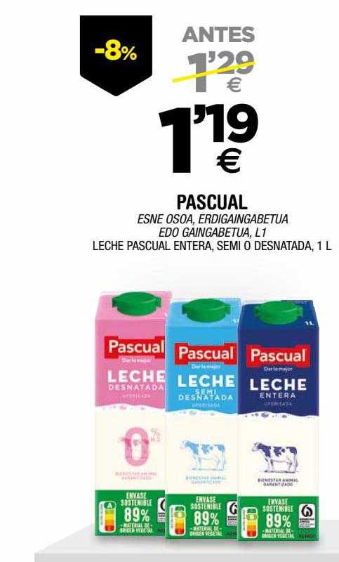 BM Supermercados Pascual Leche Pascual Entera Semi O Desnatada