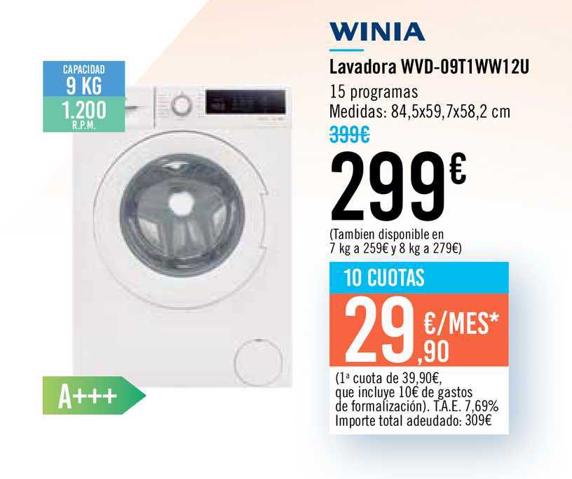 Comprar lavadora Winia WVD-09T1WW12U