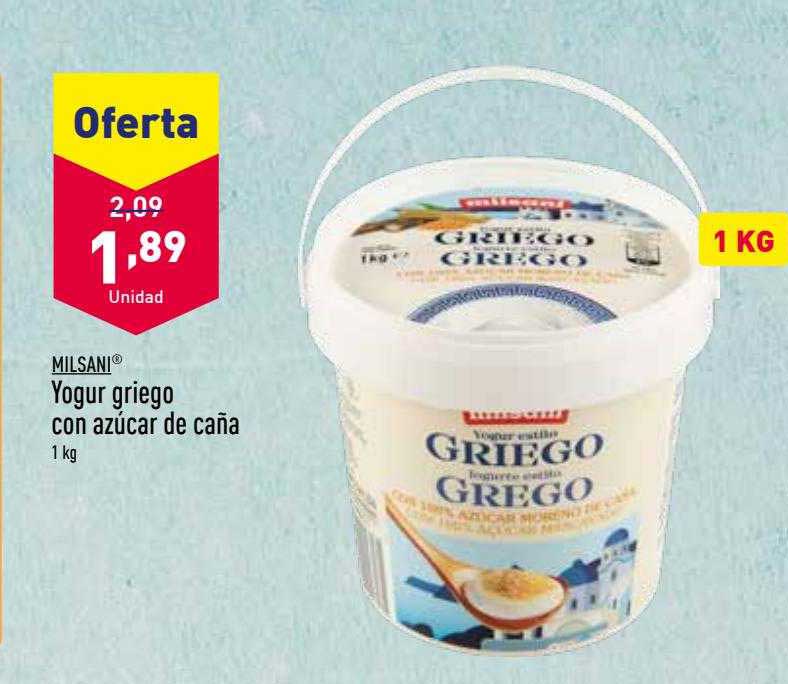 Oferta Milsani Yogur Griego Con Azúcar De Caña en ALDI