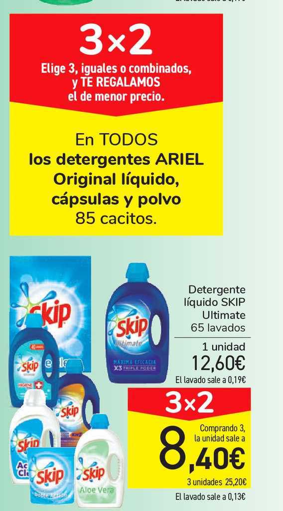 Oferta 3x2 En Los Detergentes ARIEL Original Líquido en Carrefour Market