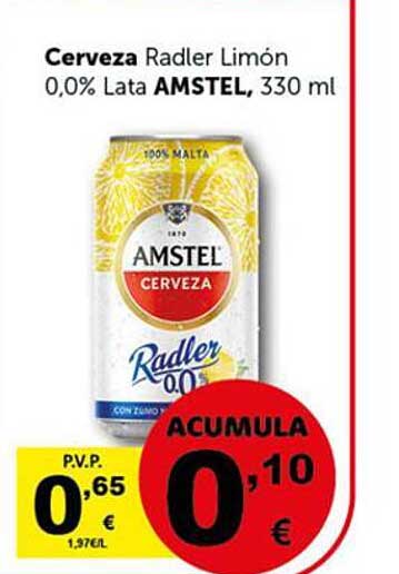 Masymas Cerveza Radler Limón 0.0% Lata Amstel