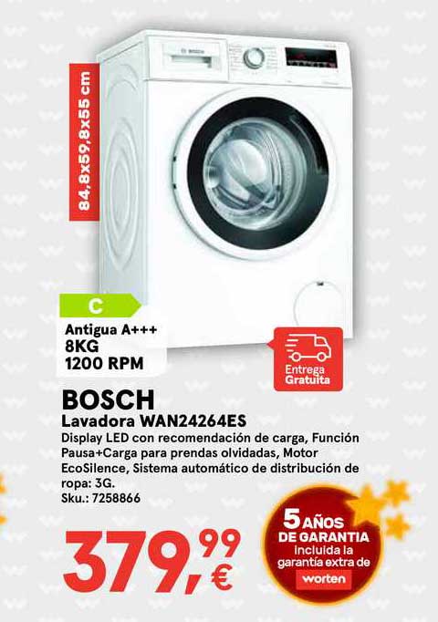 Lavadora Bosch 8 kg / 1.200 rpm - WAN24264ES