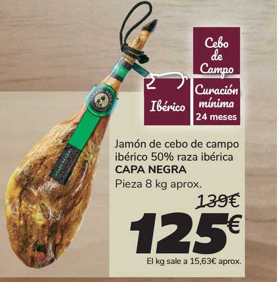 Oferta Jamón De Cebo De Campo Ibérico 50 Raza Ibérica Capa Negra En