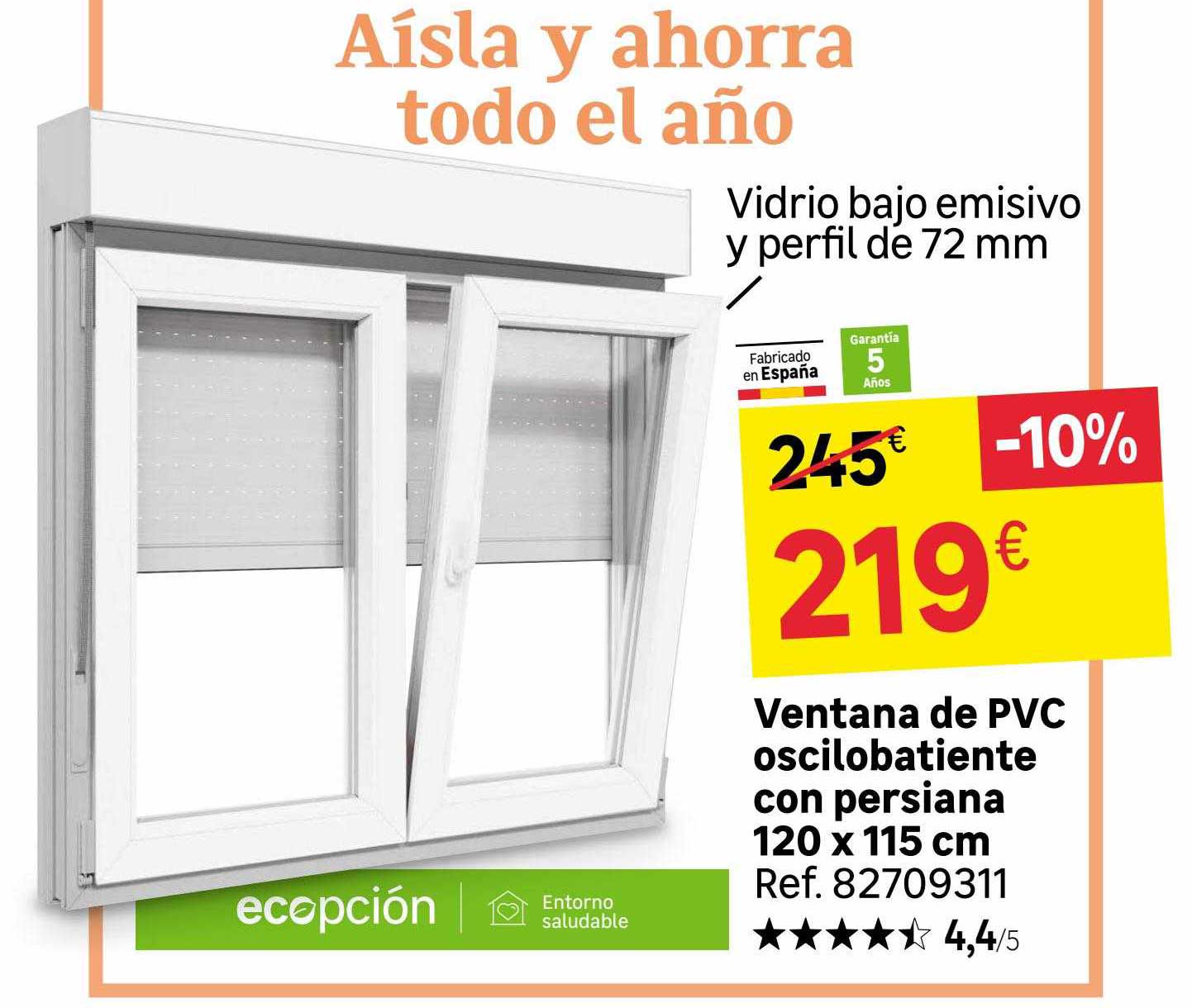 Oferta Ventana De Aluminio Corredera Con Persiana 120 X 115 Cm Artens