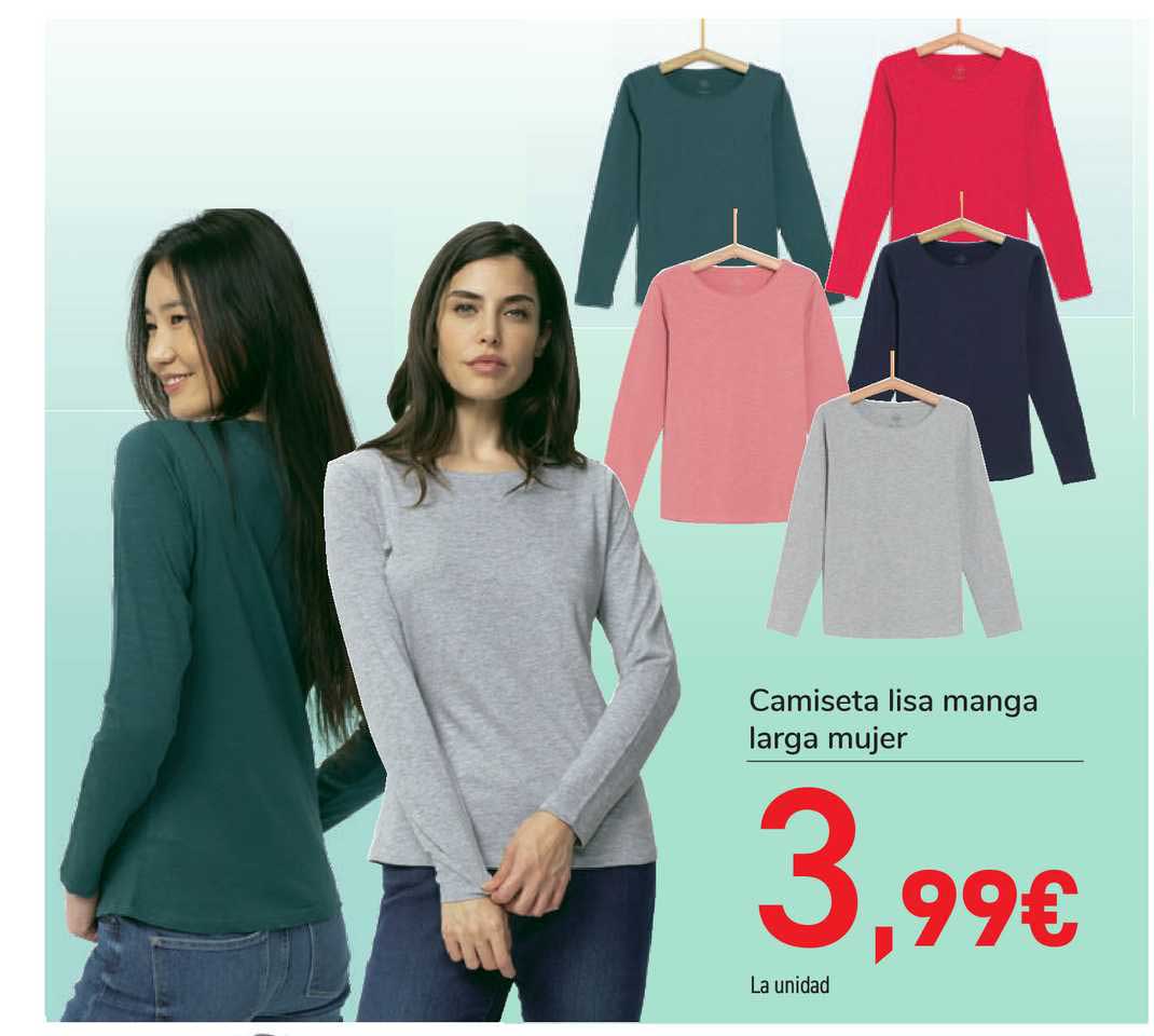Deshacer Presa Higgins Oferta Camiseta Lisa Manga Larga Mujer en Carrefour