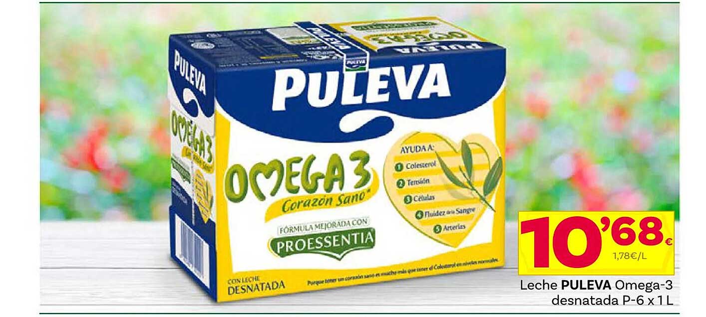 Oferta Leche Puleva Omega3 Desnatada en Supermercados Dani