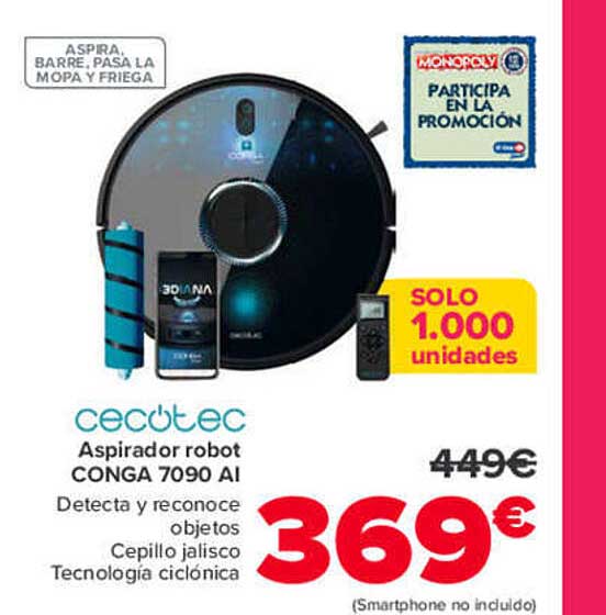 Oferta Cecotec Aspirador Robot Conga 7090 Ai en Carrefour