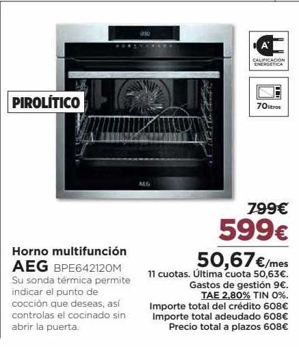 Horno multifunción AEG pirolítico - BPE642120M · El Corte Inglés