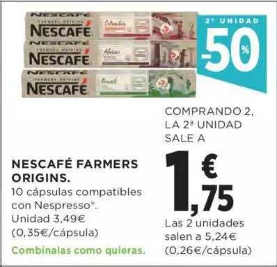 Oferta Nescafé Farmers Origins en El Corte Ingles
