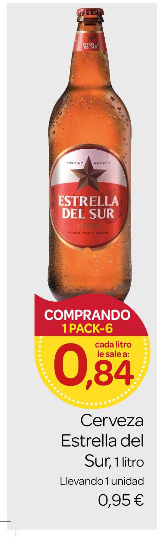 Oferta Comprando 1pack 6 Cerveza Estrella Del Sur Litro En Supermercados El Jamon