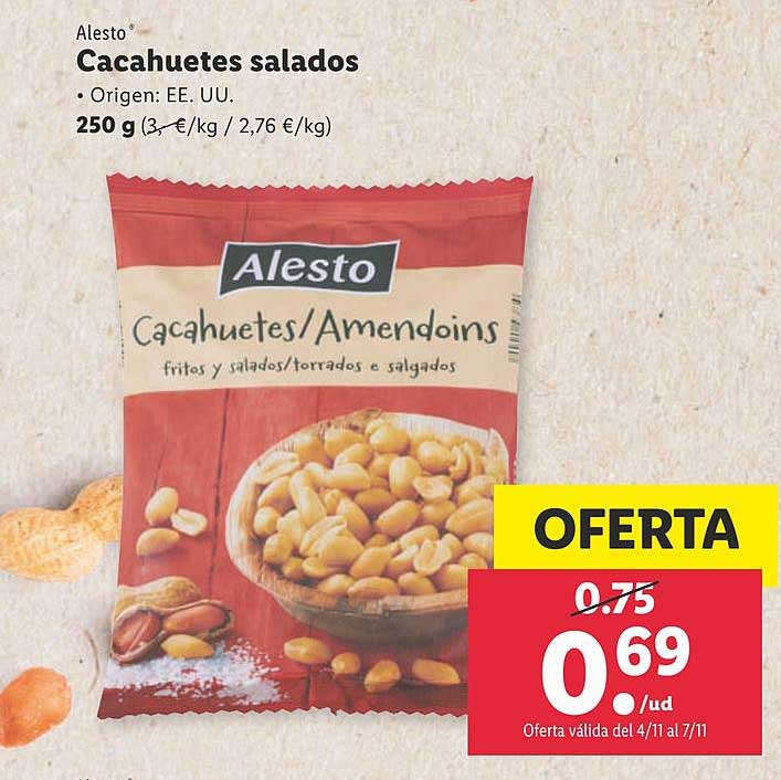 Oferta Alesto Cacahuetes Salados en LIDL