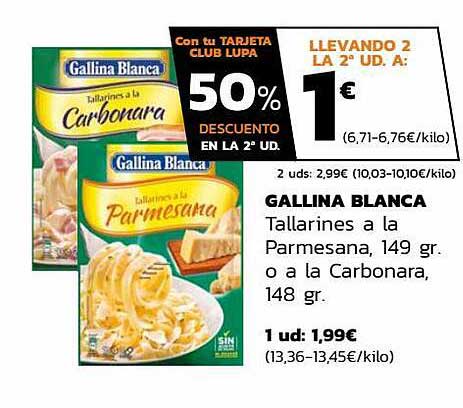 Supermercados Lupa Gallina Blanca Tallarines A La Parmesana O A La Carbonara