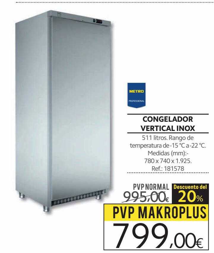Makro Metro Professional Congelador Vertical Inox