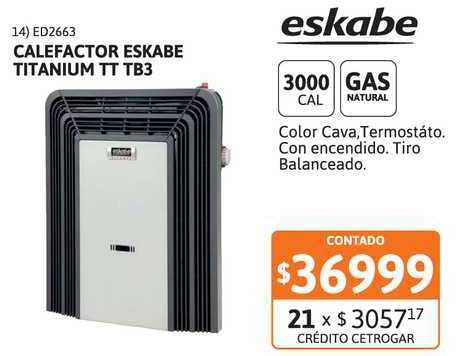 Cetrogar Calefactor Eskabe Titanium Tt Tb3