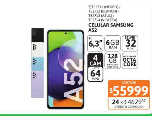 Cetrogar Celular Samsung A52
