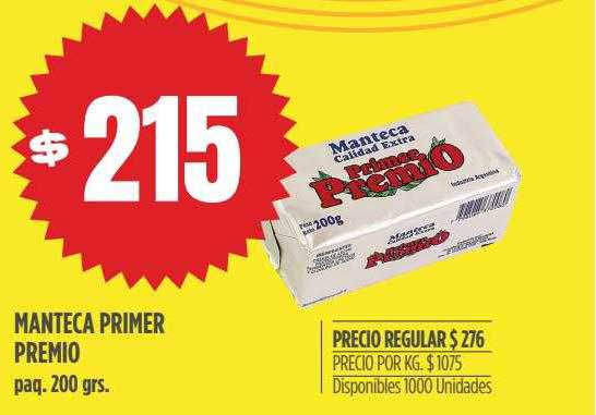 Supermercados Vea Manteca Primer Premio Paq.