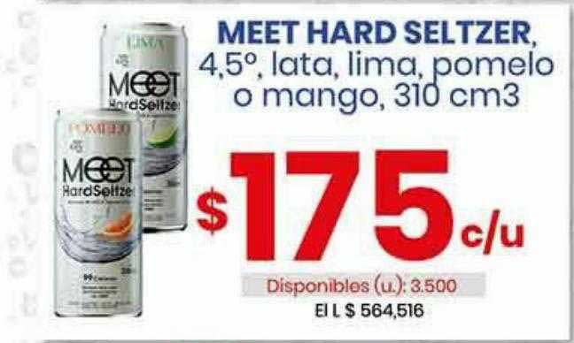 Cooperativa Obrera Meet Hard Seltzer 4.5° Lata Lima Pomelo O Mango