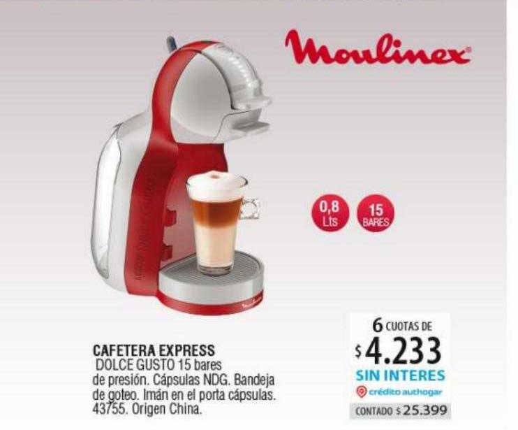 Authogar Cafetera Express Dolce Gusto 15 Bares Moulinex
