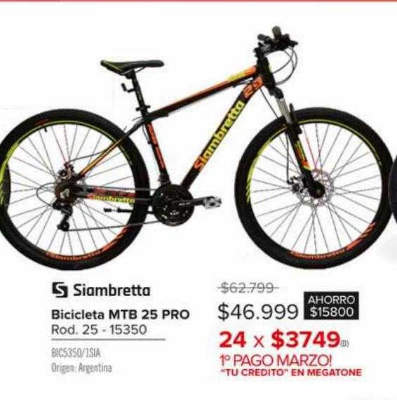 Megatone Siambretta Bicicleta Mtb 25 Pro