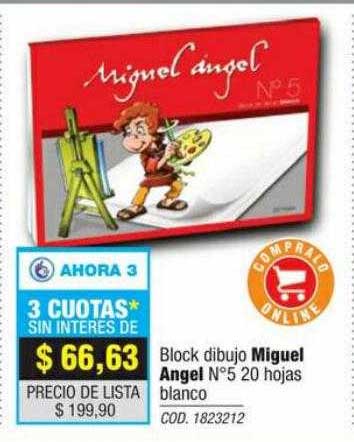 BLOCK MIGUEL ANGEL DIBUJO N.5 BLANCO x 20 - Tomy