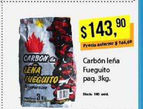 Supermercados Damesco Carbón Leńa Fueguito Paq. 3kg.