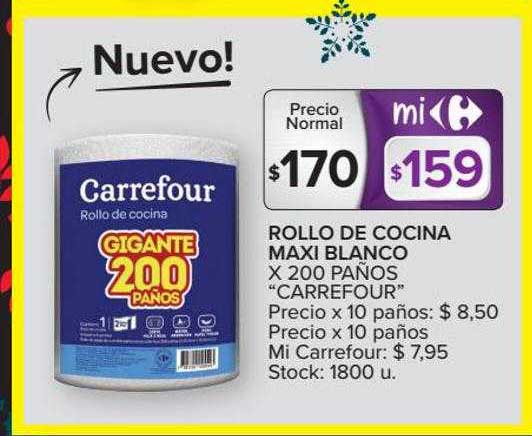 Rollo de cocina Carrefour maxi blanco x 200 paños