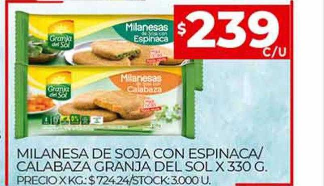 Supermercados DIA Milanesa De Soja Con Espinaca Calabaza Granja Del Sol
