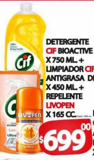 Supermercados Becerra Detegente Cif Bioactive + Limpiador Cif Antigrasa + Repelente Livopen