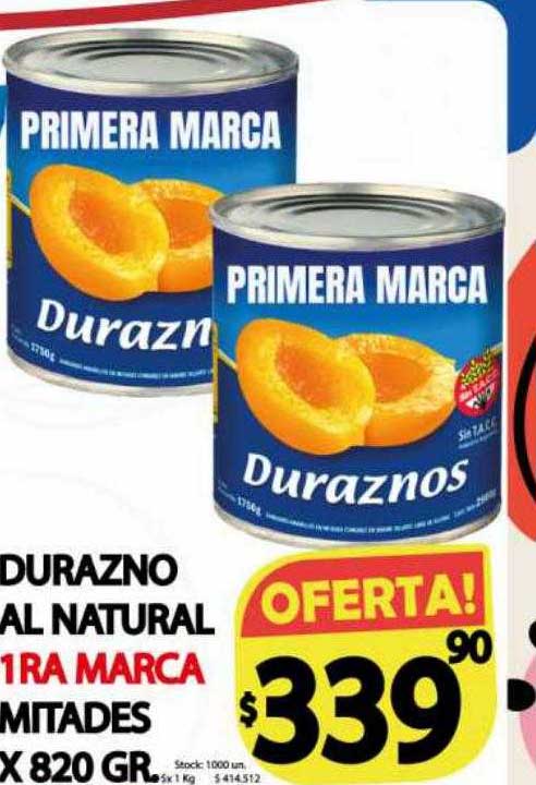 Supermercados Becerra Durazno Al Antural 1ra Marca Mitades