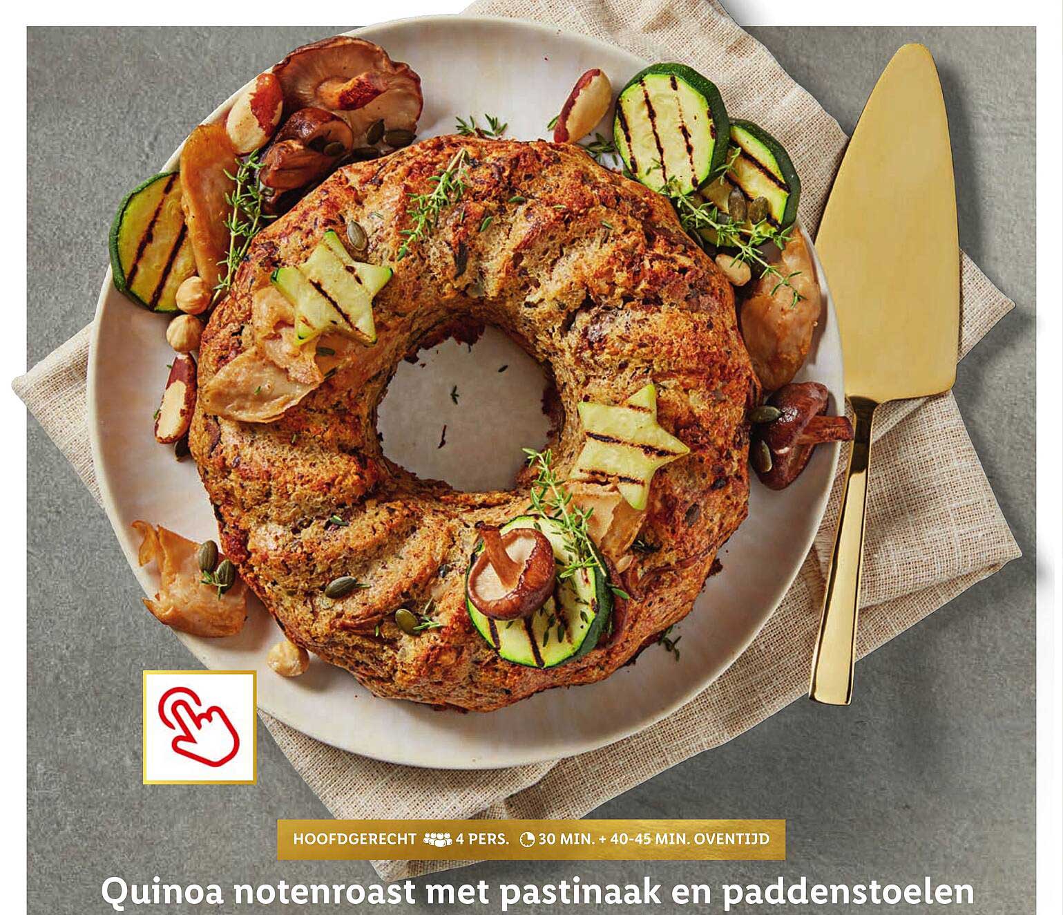 Quinoa notenroast met pastinaak en paddenstoelen