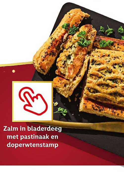 Zalm in bladerdeeg met pastinaak en doperwtenstamp