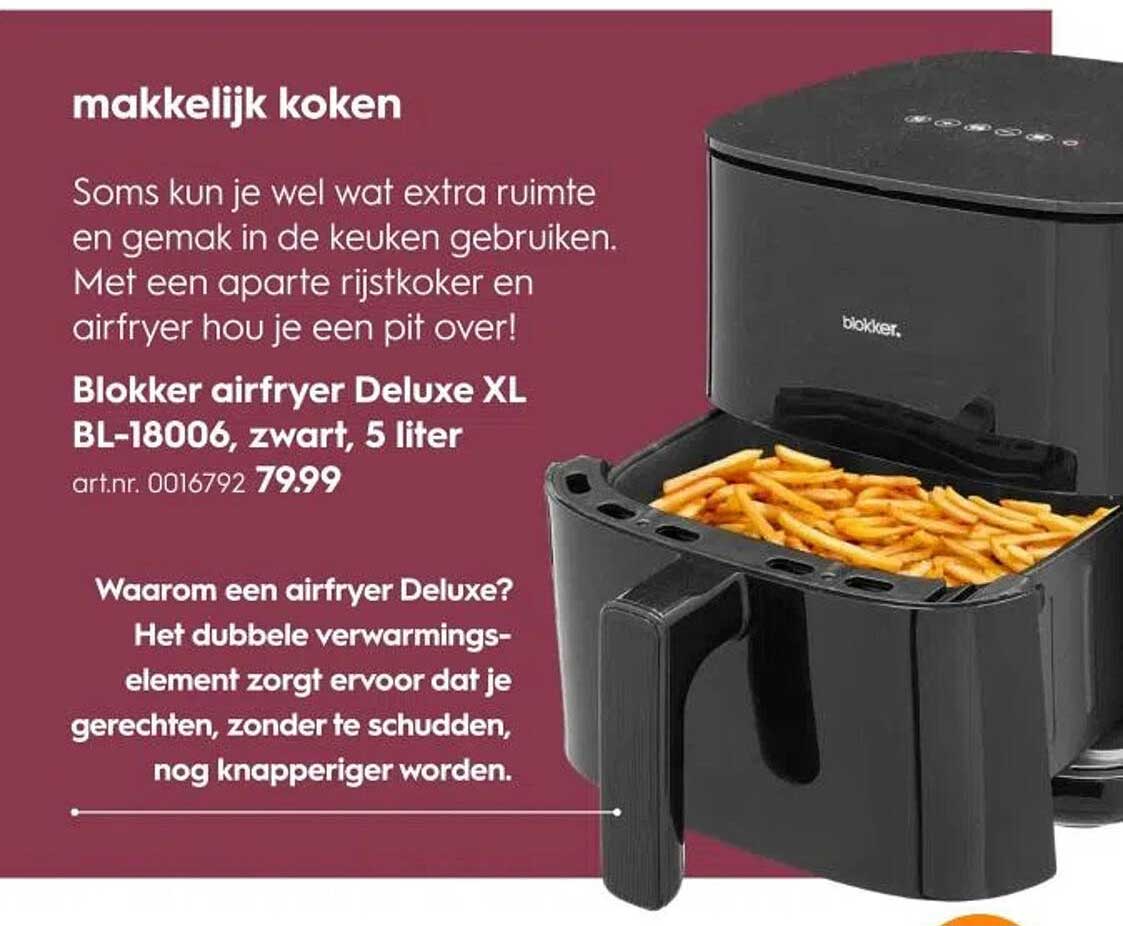 Blokker airfryer Deluxe XL BL-18006, zwart, 5 liter