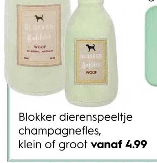 Blokker dierenpeeltje champagnefles, klein of groot