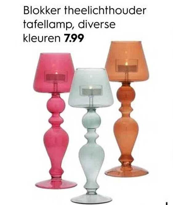 Blokker theelichthouder tafellamp, diverse kleuren