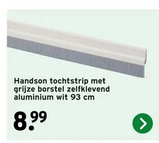 Handson tochtstrip met grijze borstel zelfklevend aluminium wit 93 cm