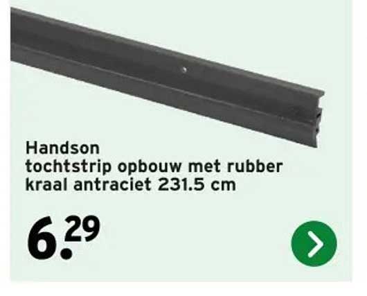 Handson tochtstrip opbouw met rubber kraal antraciet