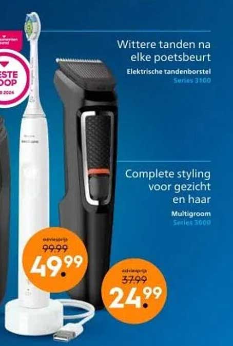 Wittere tanden na elke poetsbeurt  
Complete styling voor gezicht en haar