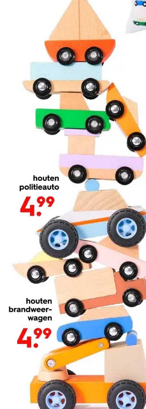 houten politieauto  
houten brandweer-wagen