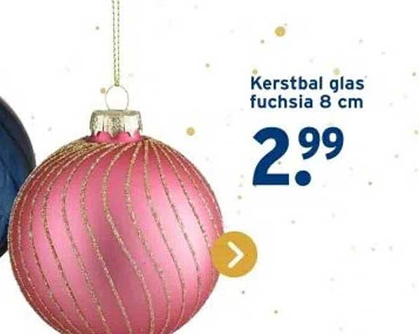 Kerstbal glas fuchsia 8 cm