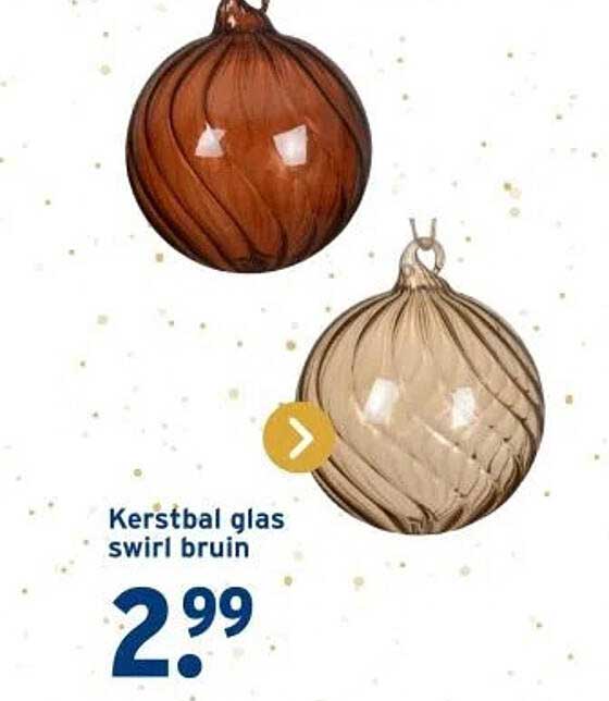 Kerstbal glas swirl bruin