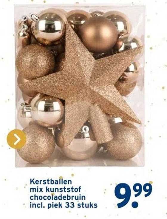 Kerstballen mix kunststof chocoladebruin