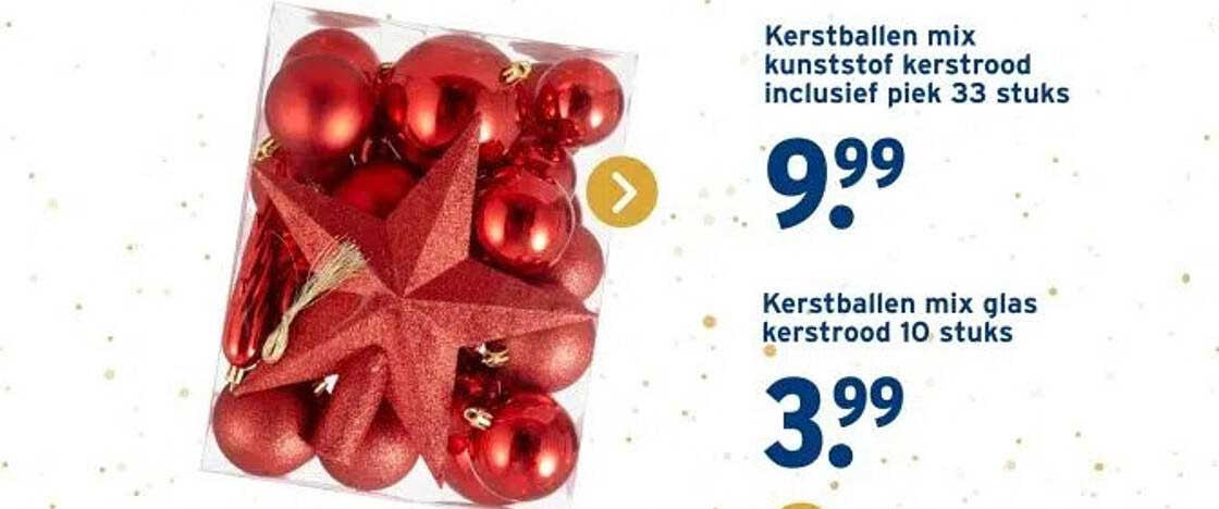 Kerstballen mix kunststof kerststrood inclusief piek 33 stuks