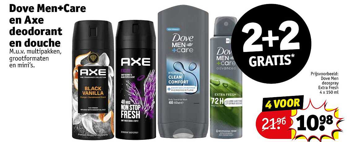 Dove Men+Care en Axe deodorant en douche