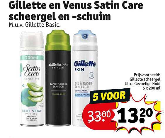 Gillette en Venus Satin Care scheergel en -schuim