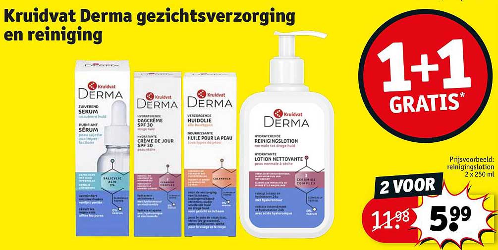 Kruidvat Derma gezichtsverzorging en reiniging