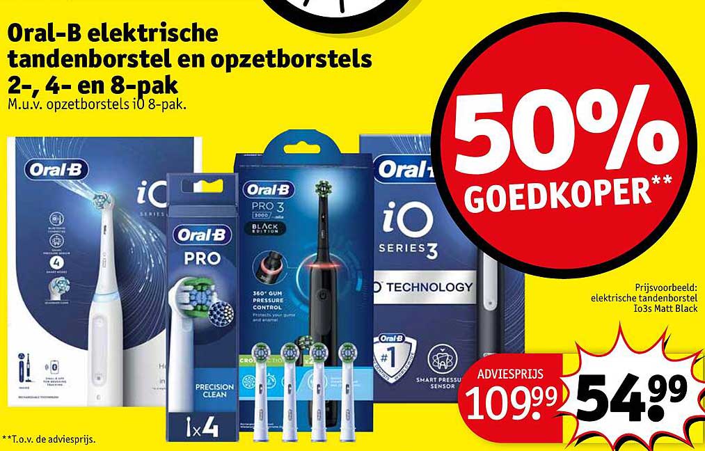 Oral-B elektrische tandenborstel en opzetborstels 2-, 4- en 8-pak