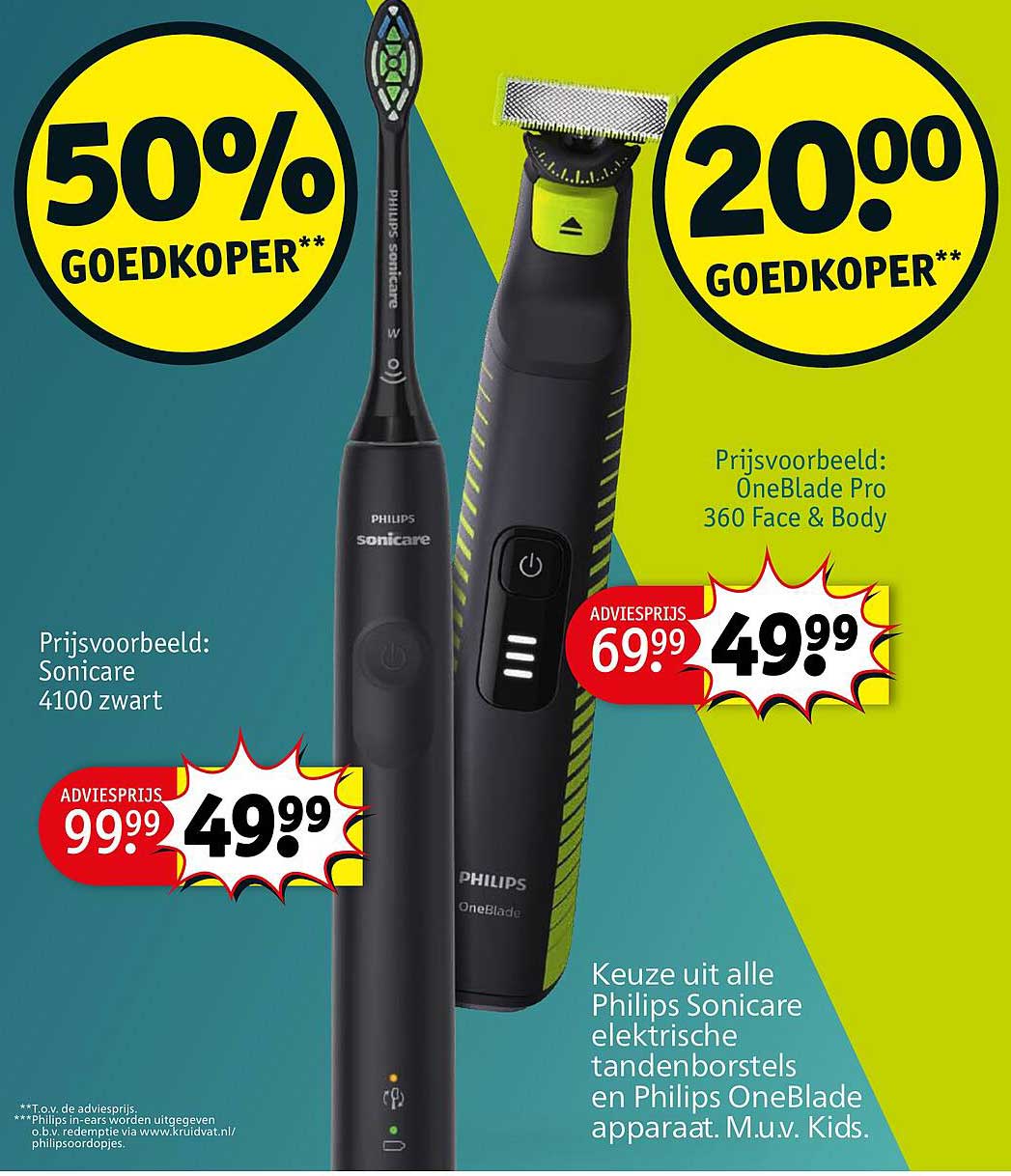 Philips Sonicare 4100 zwart en Philips OneBlade Pro 360 Face & Body