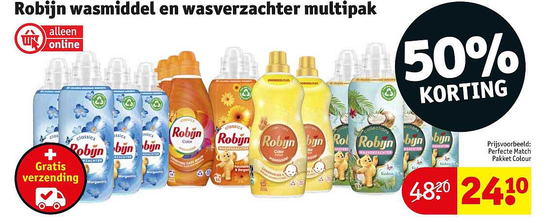 Robijn wasmiddel en wasverzachter multipak