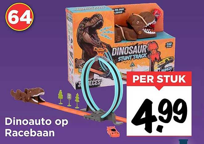 Dinoauto op Racebaan